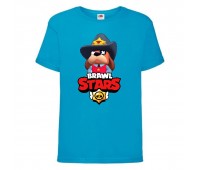 Футболка детская Brawl Stars Colonel Ruffs Sheriff (Бравл Старс Генерал Гавс Шериф) синяя 104 см Футболка детская Brawl Stars Colonel Ruffs Sheriff (Бравл Старс Генерал Гавс Шериф) синяя 104 см