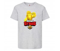 Футболка детская Brawl Stars Frank Gold (Бравл Старс Фрэнк Золотой) серая 104 см Футболка детская Brawl Stars Frank Gold (Бравл Старс Фрэнк Золотой) серая 104 см