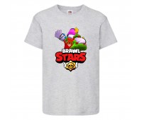 Футболка детская Brawl Stars Holiday Frank (Бравл Старс Фрэнк Праздничный) серая 104 см Футболка детская Brawl Stars Holiday Frank (Бравл Старс Фрэнк Праздничный) серая 104 см