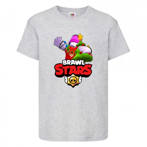 Футболка детская Brawl Stars Holiday Frank (Бравл Старс Фрэнк Праздничный) серая 128 см Футболка детская Brawl Stars Holiday Frank (Бравл Старс Фрэнк Праздничный) серая 128 см