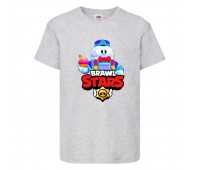 Футболка детская Brawl Stars Lou (Бравл Старс Лу) серая 104 см Футболка детская Brawl Stars Lou (Бравл Старс Лу) серая 104 см