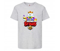 Футболка детская Brawl Stars Lou King (Бравл Старс Лу Король) серая 104 см Футболка детская Brawl Stars Lou King (Бравл Старс Лу Король) серая 104 см