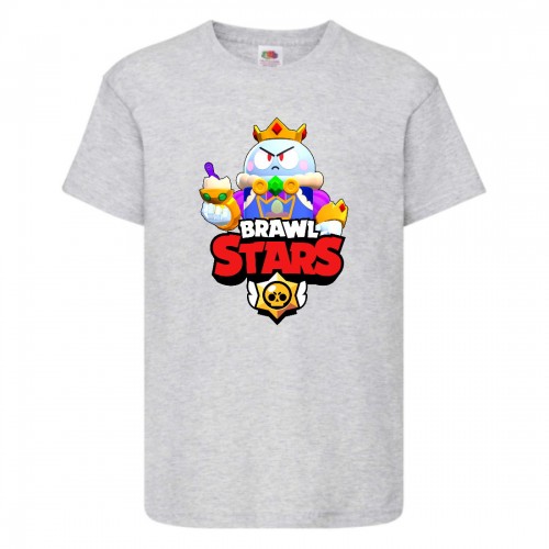 Футболка детская Brawl Stars Lou King (Бравл Старс Лу Король) серая 152 см Футболка детская Brawl Stars Lou King (Бравл Старс Лу Король) серая 152 см