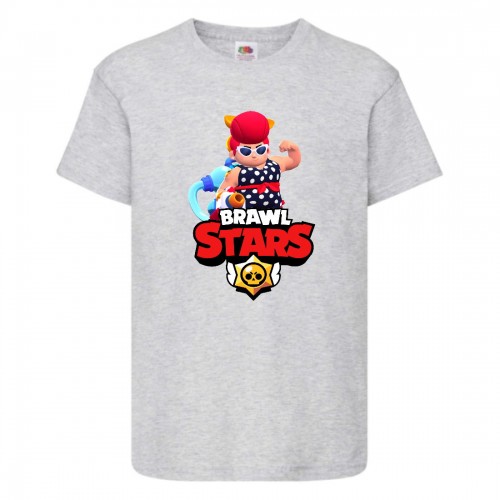 Футболка детская Brawl Stars Pam Beach (Бравл Старс Пэм Пляжная) серая 128 см Футболка детская Brawl Stars Pam Beach (Бравл Старс Пэм Пляжная) серая 128 см