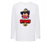 Лонгслив реглан Brawl Stars Colonel Ruffs Sheriff (Бравл Старс Генерал Гавс Шериф) белая (BRST wh) 104 см