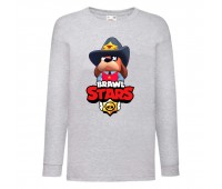Лонгслив реглан Brawl Stars Colonel Ruffs Sheriff (Бравл Старс Генерал Гавс Шериф) серая (BRST gry) 104 см