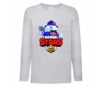 Лонгслив реглан Brawl Stars Lou Singer (Бравл Старс Лу Певец) серая (BRST gry) 104 см