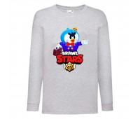Лонгслив реглан Brawl Stars Mr.P. (Бравл Старс Мистер П) серая (BRST gry) 104 см