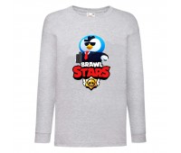 Лонгслив реглан Brawl Stars Mr.P. agent (Бравл Старс Мистер П агент) серая (BRST gry) 104 см