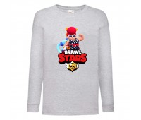 Лонгслив реглан Brawl Stars Pam Beach (Бравл Старс Пэм Пляжная) серая (BRST gry) 104 см