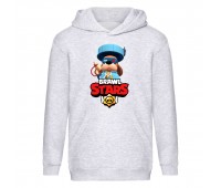 Худи детская Brawl Stars Colonel Ruffs 70 lvl (Бравл Старс Генерал Гавс 70й уровень) серая (BRS gry) 116 см