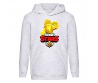 Худи детская Brawl Stars Frank Gold (Бравл Старс Фрэнк Золотой) серая (BRS gry) 116 см