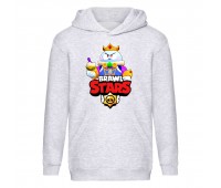 Худи детская Brawl Stars Lou King (Бравл Старс Лу Король) серая (BRS gry) 116 см