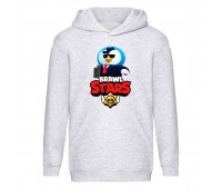 Худи детская Brawl Stars Mr.P. Agent (Бравл Старс Мистер П Агент) серая (BRS gry) 116 см
