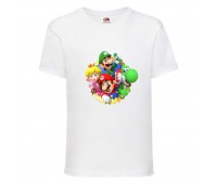 Футболка Супер Марио (Super Mario) белая (SMar wh-015) 128 см