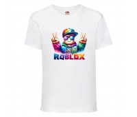 Футболка детская Роблокс (Roblox-09-1) белая 128 см