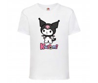 Футболка детская Хеллоу Китти Куроми (Kuromi Hello Kitty 003) белая 104 см