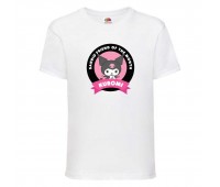 Футболка детская Хеллоу Китти Куроми (Kuromi Hello Kitty 004) белая 164 см