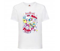 Футболка детская Хеллоу Китти Куроми (Kuromi Hello Kitty 008) белая 128 см