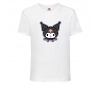 Футболка детская Хеллоу Китти Куроми (Kuromi Hello Kitty 007) белая 98 см