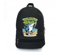 Рюкзак школьный Тралалеро Тралала Брейнрот итальянский мем (School Bag BIG brainrot mem Tralalero Tralala - 03) черный (43 х 30 х 17 см)