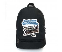Рюкзак школьный Бомбардиро Крокодило итальянский мем Брейнрот (School Bag BIG brainrot mem Bombardiro Crocodilo - 01) черный (43 х 30 х 17 см)