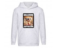 Худи Брейнрот Балерина Капучина итальянский мем детское (brainrot Ballerina Cappucina 001) серое, размер 116 Худи Брейнрот Балерина Капучина итальянский мем детское (brainrot Ballerina Cappucina 001) серое, размер 116