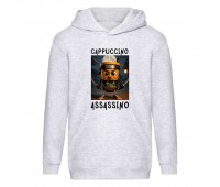 Худи Брейнрот Капучино Ассасино итальянский мем детское (brainrot Capuccino Assassino 002) серое, размер 116 