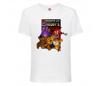 Футболка детская ФНАФ 5 ночей с Фредди (FNAF Five Nights at Freddy's 007) белая 164 см
