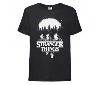 Футболка детская Очень странные дела (Stranger Things 0040) черная 128 см