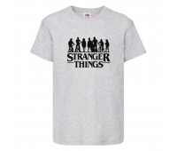 Футболка детская Очень странные дела (Stranger Things 005) серая 164 см