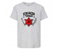 Футболка детская Очень странные дела (Stranger Things 0037) серая 128 см