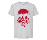 Футболка детская Очень странные дела (Stranger Things 0040) серая 152 см