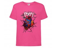 Футболка детская Поппи Плейтайм Хагги Вагги (Poppy Playtime huggy wuggy 009) розовая 104 см