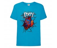 Футболка детская Поппи Плейтайм Хагги Вагги (Poppy Playtime huggy wuggy 009) голубая 116 см