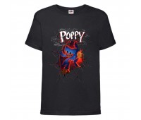 Футболка детская Поппи Плейтайм Хагги Вагги (Poppy Playtime huggy wuggy 009) черная 140 см