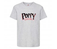 Футболка детская Поппи Плейтайм Хагги Вагги (Poppy Playtime huggy wuggy 0011) серая 104 см