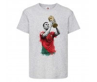 Футболка детская Футбол Криштиану Роналду (Ronaldo 004) серая 164 см
