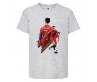 Футболка детская Футбол Криштиану Роналду (Ronaldo 005) серая 164 см
