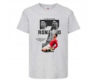 Футболка детская Футбол Криштиану Роналду (Ronaldo 006) серая 116 см