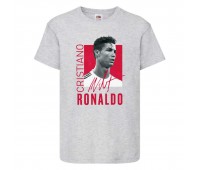Футболка детская Футбол Криштиану Роналду (Ronaldo 008) серая 140 см