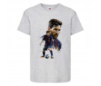 Футболка детская Футбол Лионель Месси (Lionel Messi 001) серая 104 см