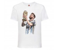 Футболка детская Футбол Лионель Месси (Lionel Messi 002) белая 140 см