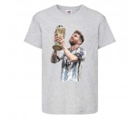 Футболка детская Футбол Лионель Месси (Lionel Messi 002) серая 140 см Футболка детская Футбол Лионель Месси (Lionel Messi 002) серая 140 см