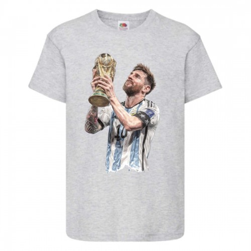 Футболка детская Футбол Лионель Месси (Lionel Messi 002) серая 140 см Футболка детская Футбол Лионель Месси (Lionel Messi 002) серая 140 см