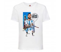 Футболка детская Футбол Лионель Месси (Lionel Messi 004) белая 164 см