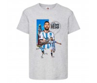 Футболка детская Футбол Лионель Месси (Lionel Messi 004) серая 128 см