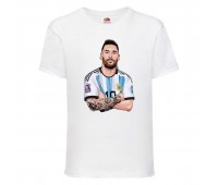 Футболка детская Футбол Лионель Месси (Lionel Messi 006) белая 152 см