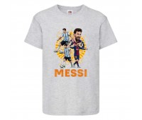 Футболка детская Футбол Лионель Месси (Lionel Messi 007) серая 164 см