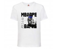 Футболка детская Футбол Килиан Мбаппе (Kylian Mbappe 001) белая 104 см